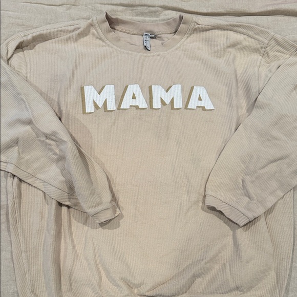 Chicka-D Tops - Tan sweatshirt with 'MAMA' Print